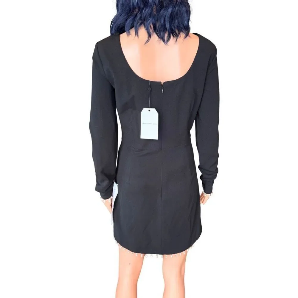 NWT Dress the Population Ronin Dress L Black Pearl Fringe Bodycon Sweetheart - Picture 5 of 6